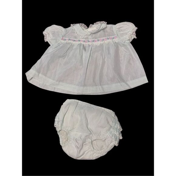 Vintage 2 piece Nannette Baby Dress, pink flowy, with cute Diaper Cover Bloom 9- - Picture 1 of 10